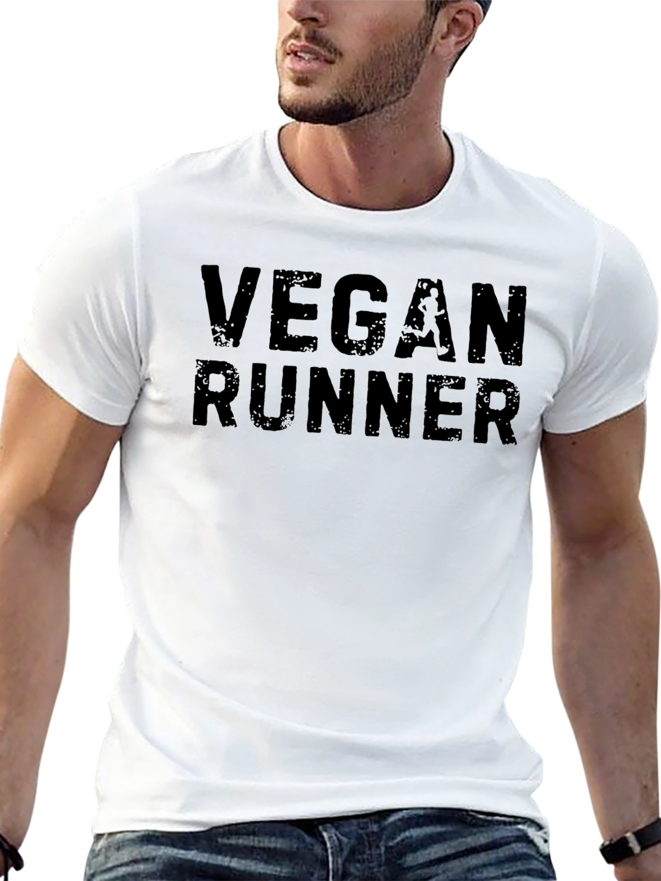Vegan Runner Black T-Shirt - Athletic & Stylish