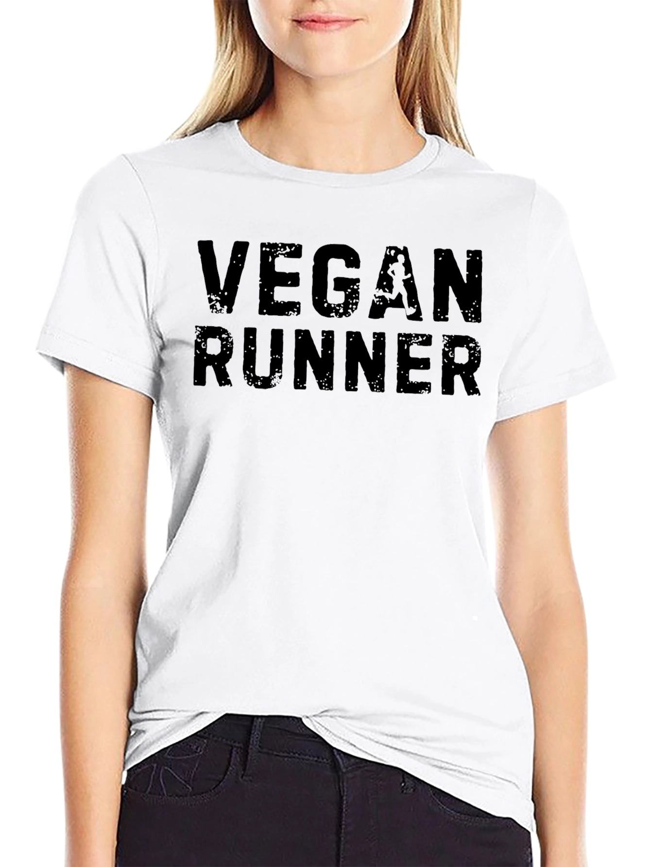 Vegan Runner Black T-Shirt - Athletic & Stylish