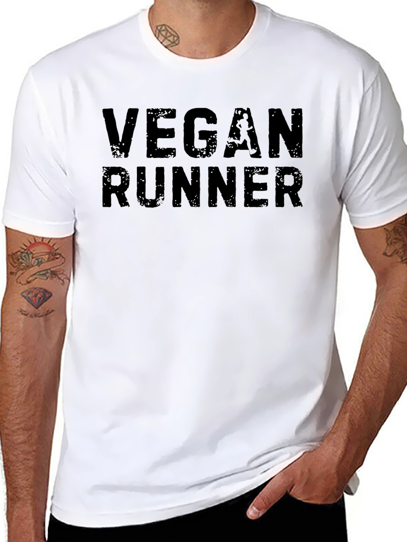 Vegan Runner Black T-Shirt - Athletic & Stylish