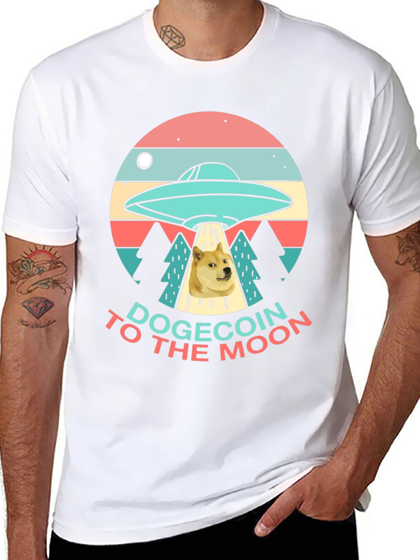 Dogecoin to the Moon T-Shirt - UFO Graphic Tee