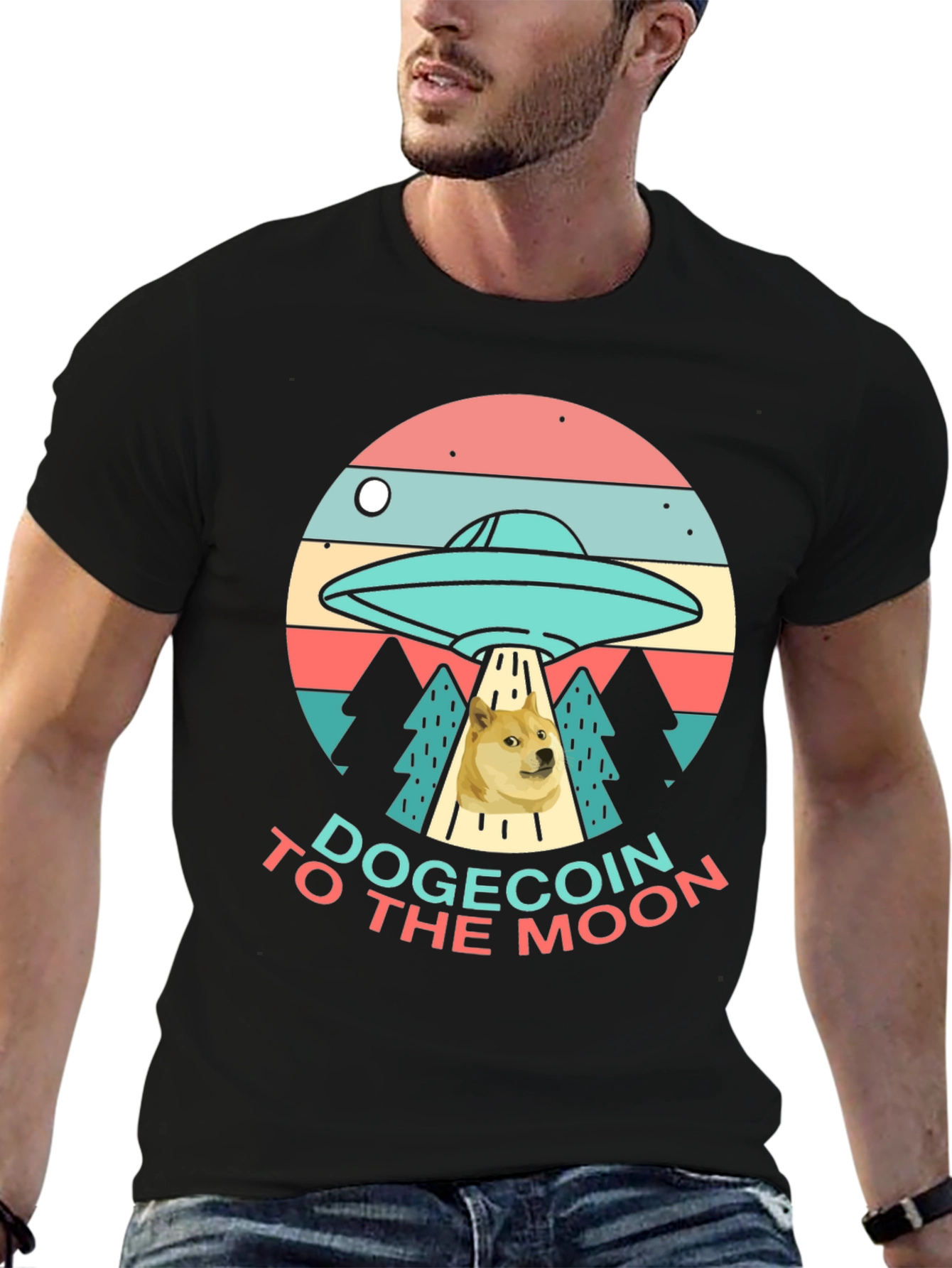 Dogecoin to the Moon T-Shirt - UFO Graphic Tee