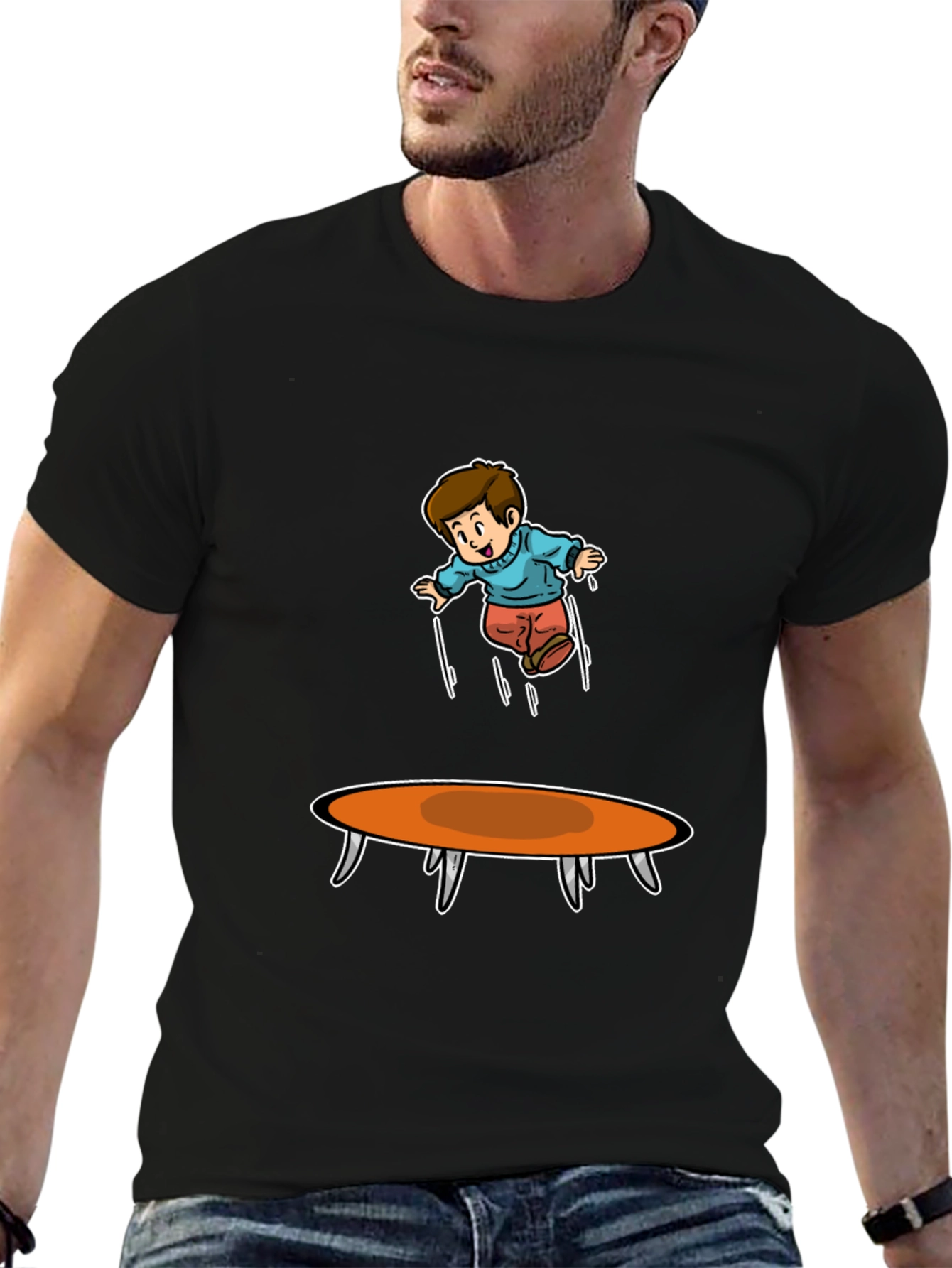 Trampoline Boy T-Shirt - Fun Cartoon Graphic Tee
