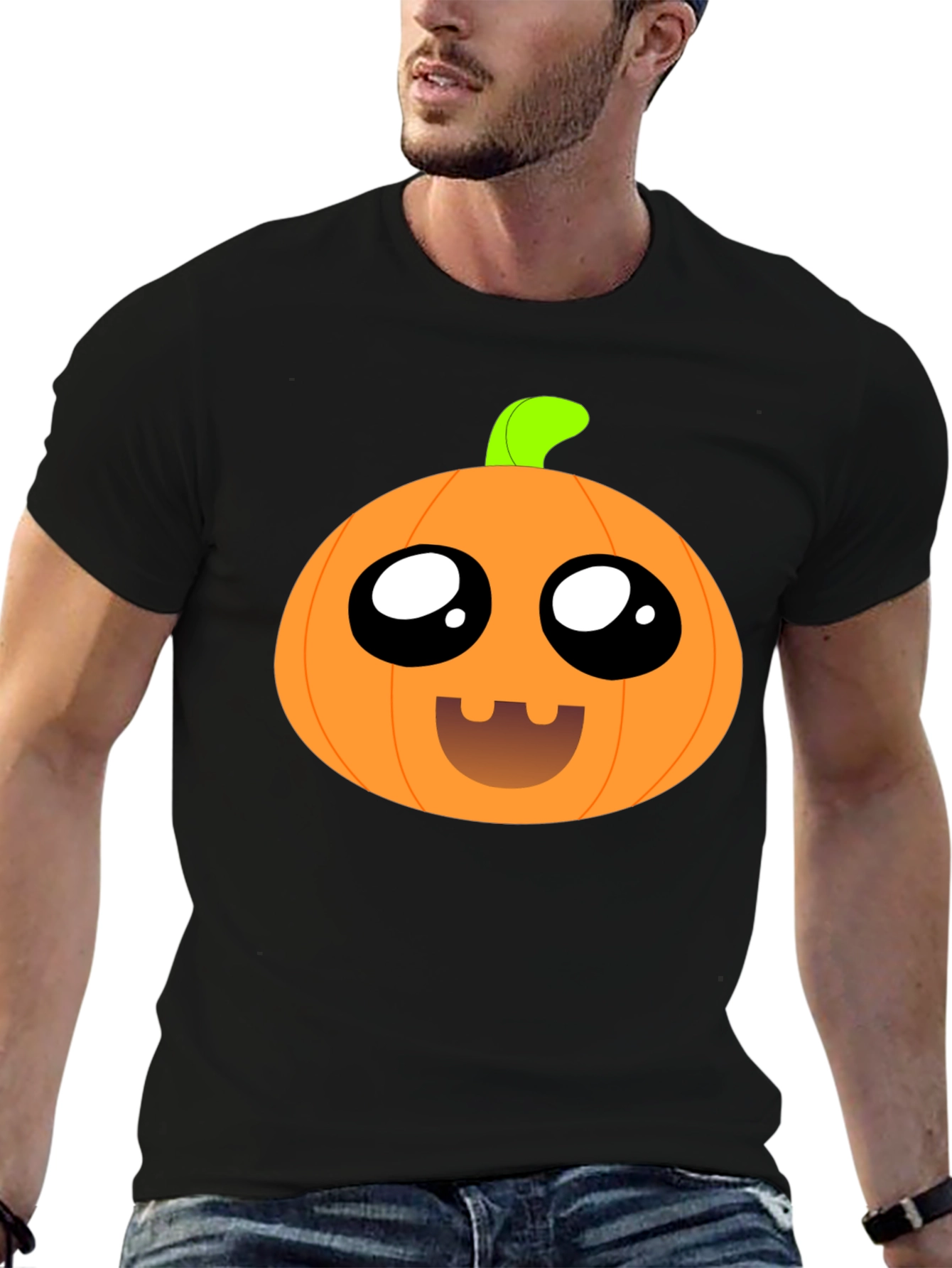 Cute Pumpkin Face Black T-Shirt