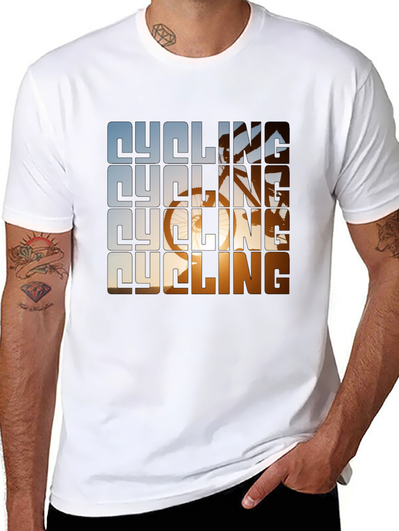 Cycling Graphic Tee - Black Cotton Blend