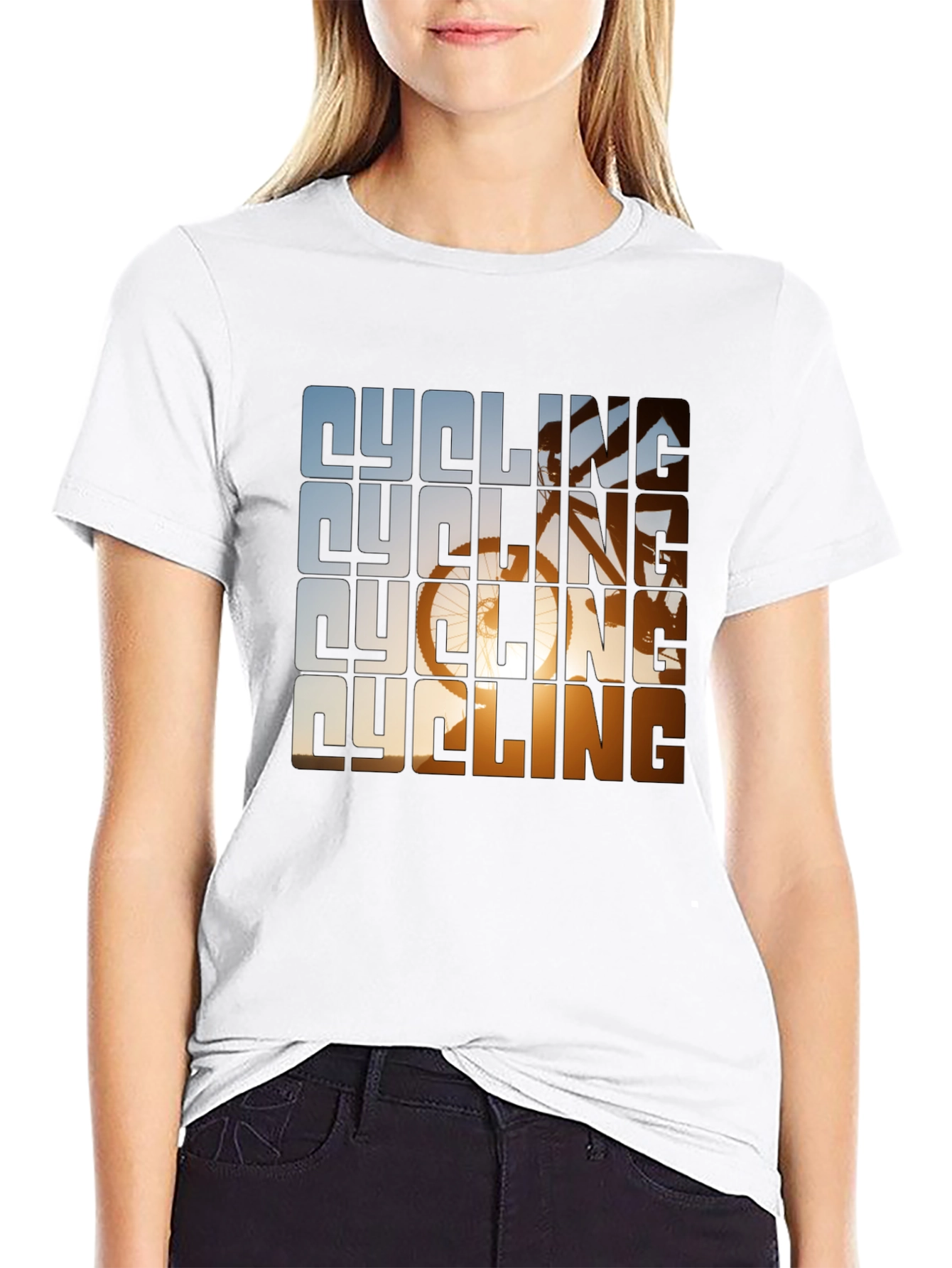 Cycling Graphic Tee - Black Cotton Blend