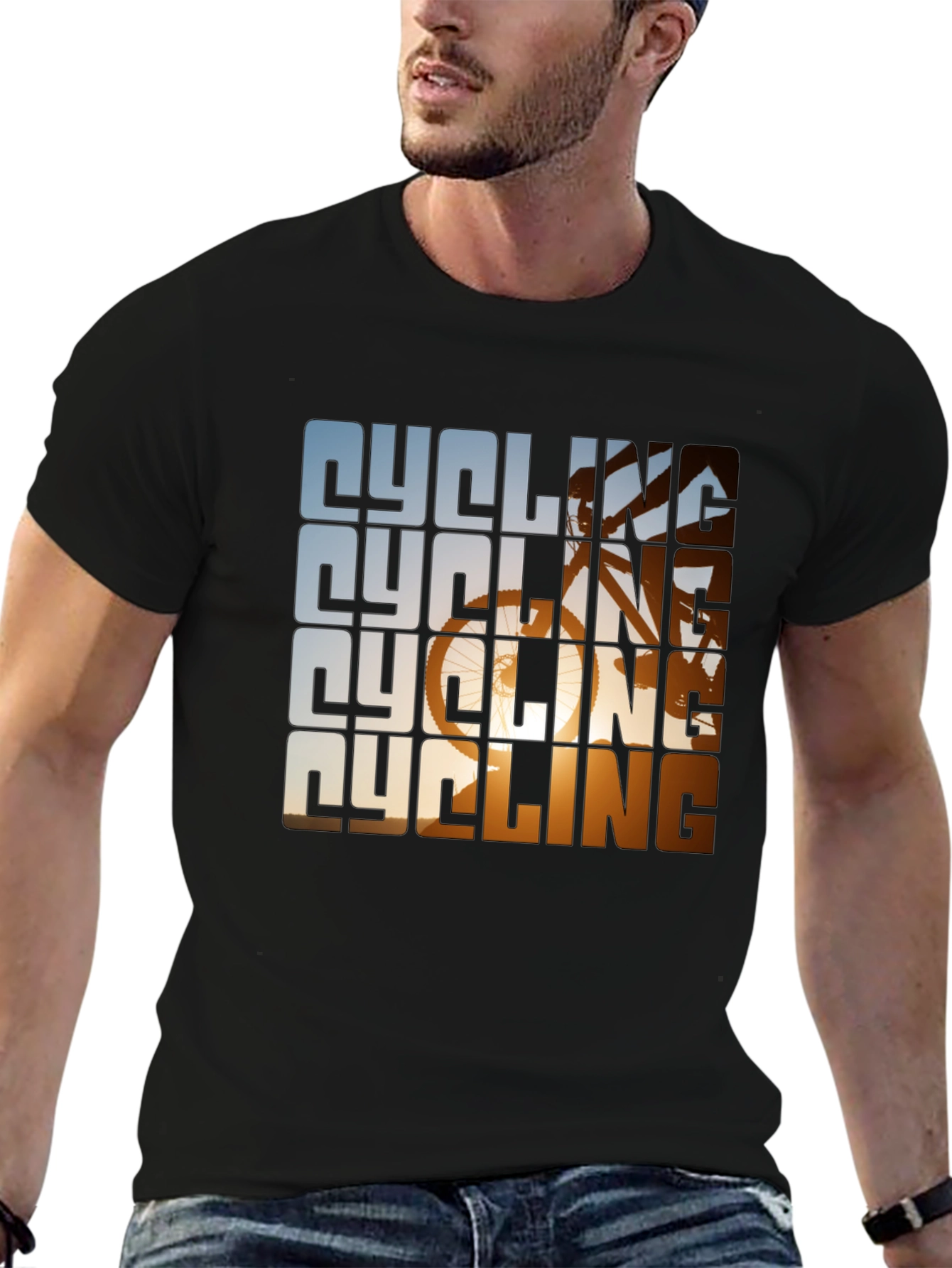 Cycling Graphic Tee - Black Cotton Blend