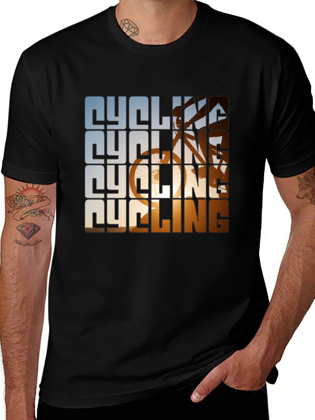 Cycling Graphic Tee - Black Cotton Blend