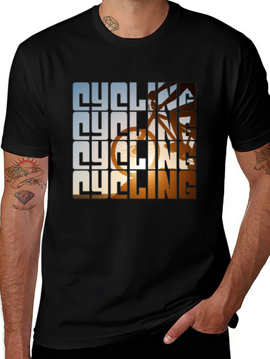 Cycling Graphic Tee - Black Cotton Blend