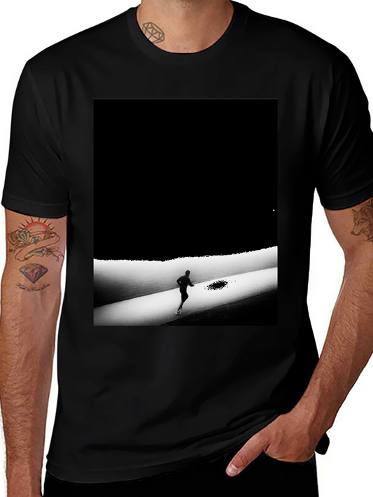 Monochrome Runner Graphic Tee - Soft Stylish Black T-Shirt