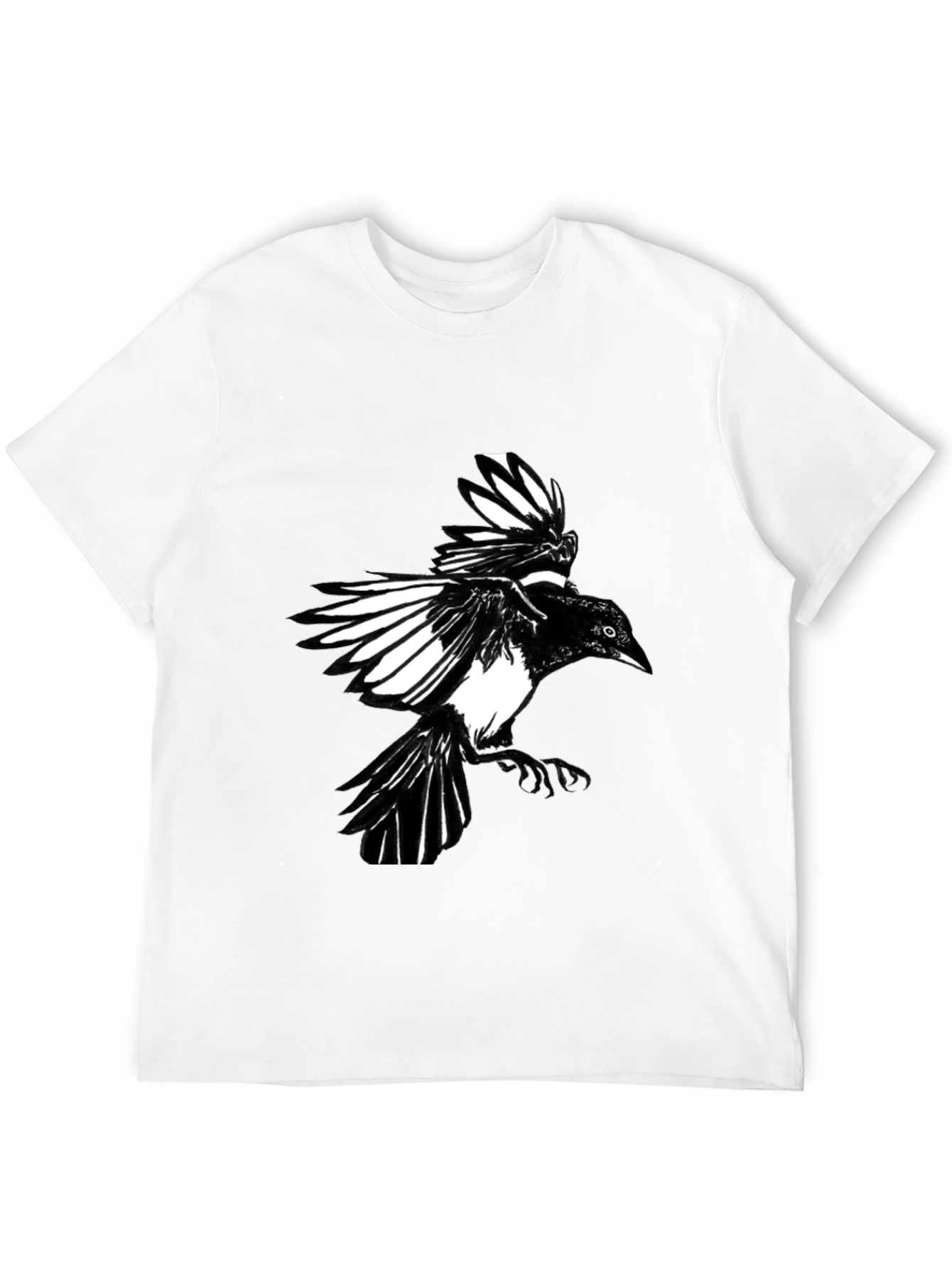 Black Magpie Graphic Tee - Bird Lovers Shirt