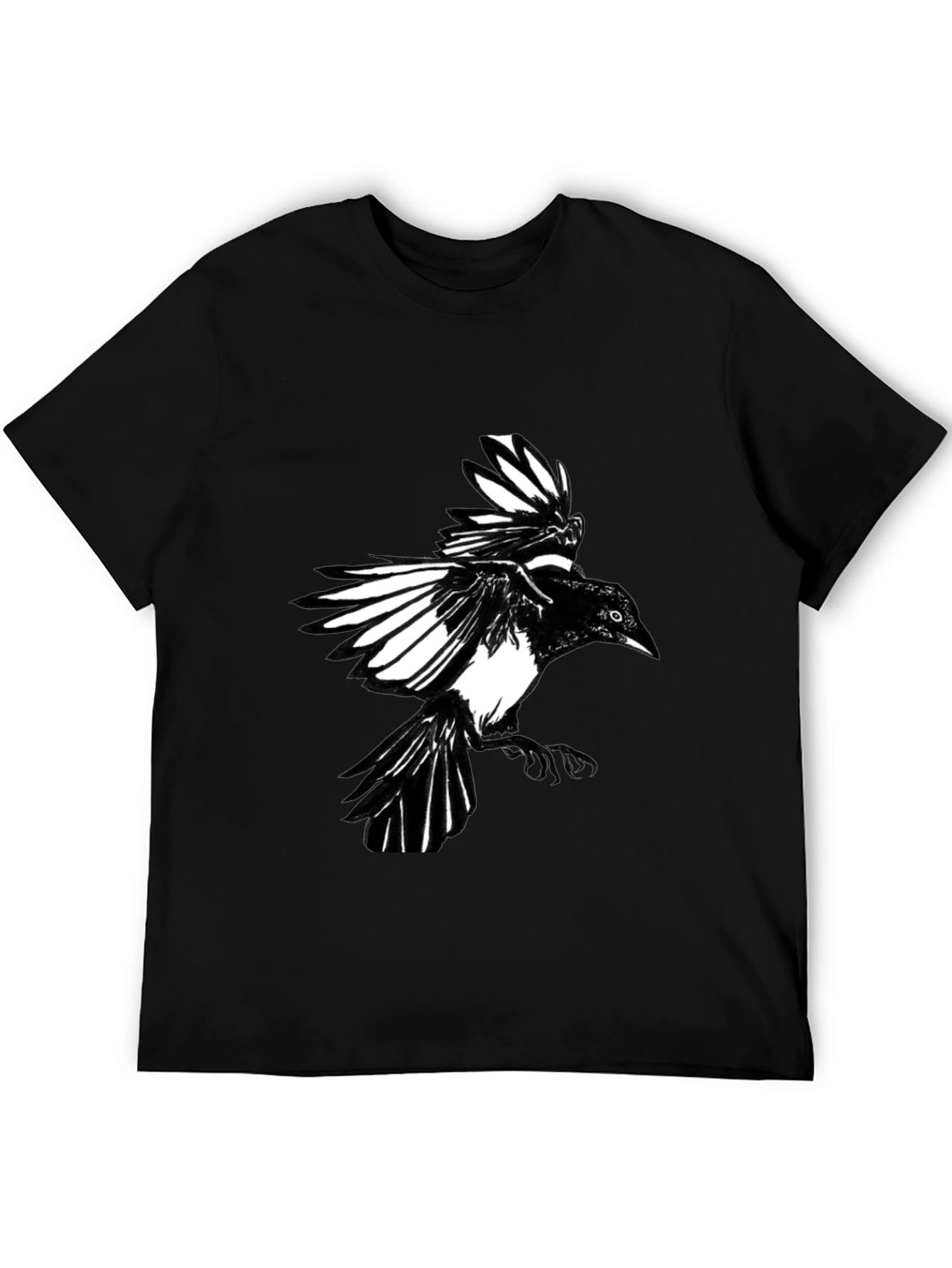 Black Magpie Graphic Tee - Bird Lovers Shirt