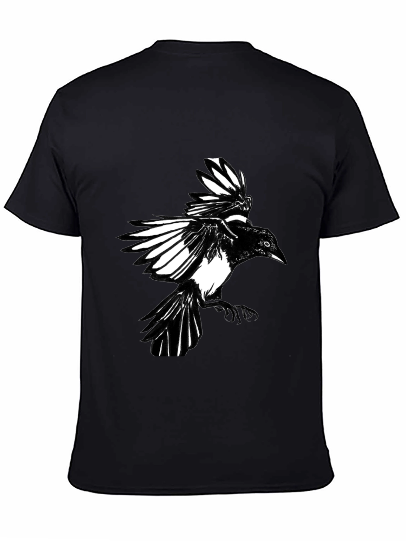 Black Magpie Graphic Tee - Bird Lovers Shirt