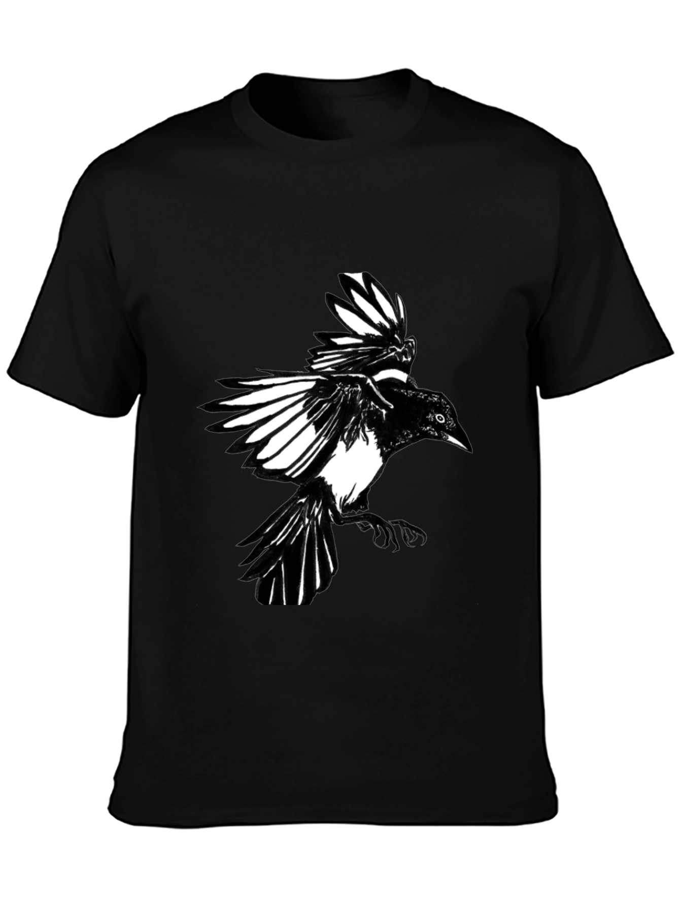 Black Magpie Graphic Tee - Bird Lovers Shirt
