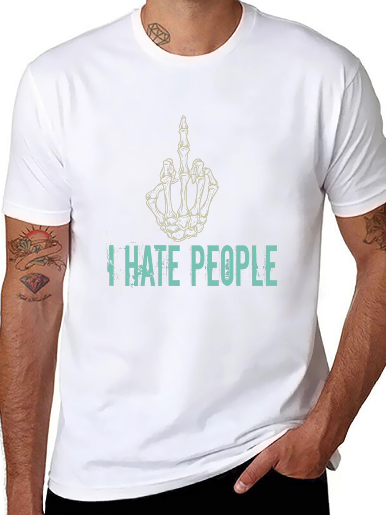 I Hate People Skeleton Hand T-Shirt