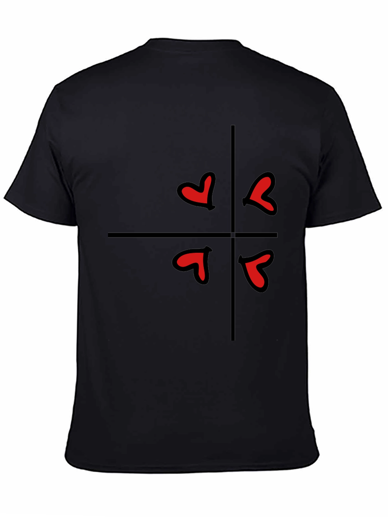 Hearts in Quarters Graphic Tee - Casual Black T-Shirt