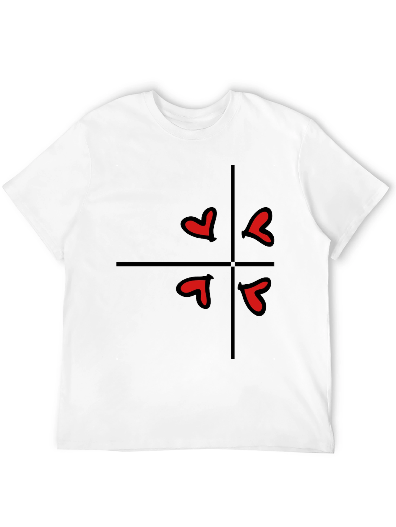Hearts in Quarters Graphic Tee - Casual Black T-Shirt