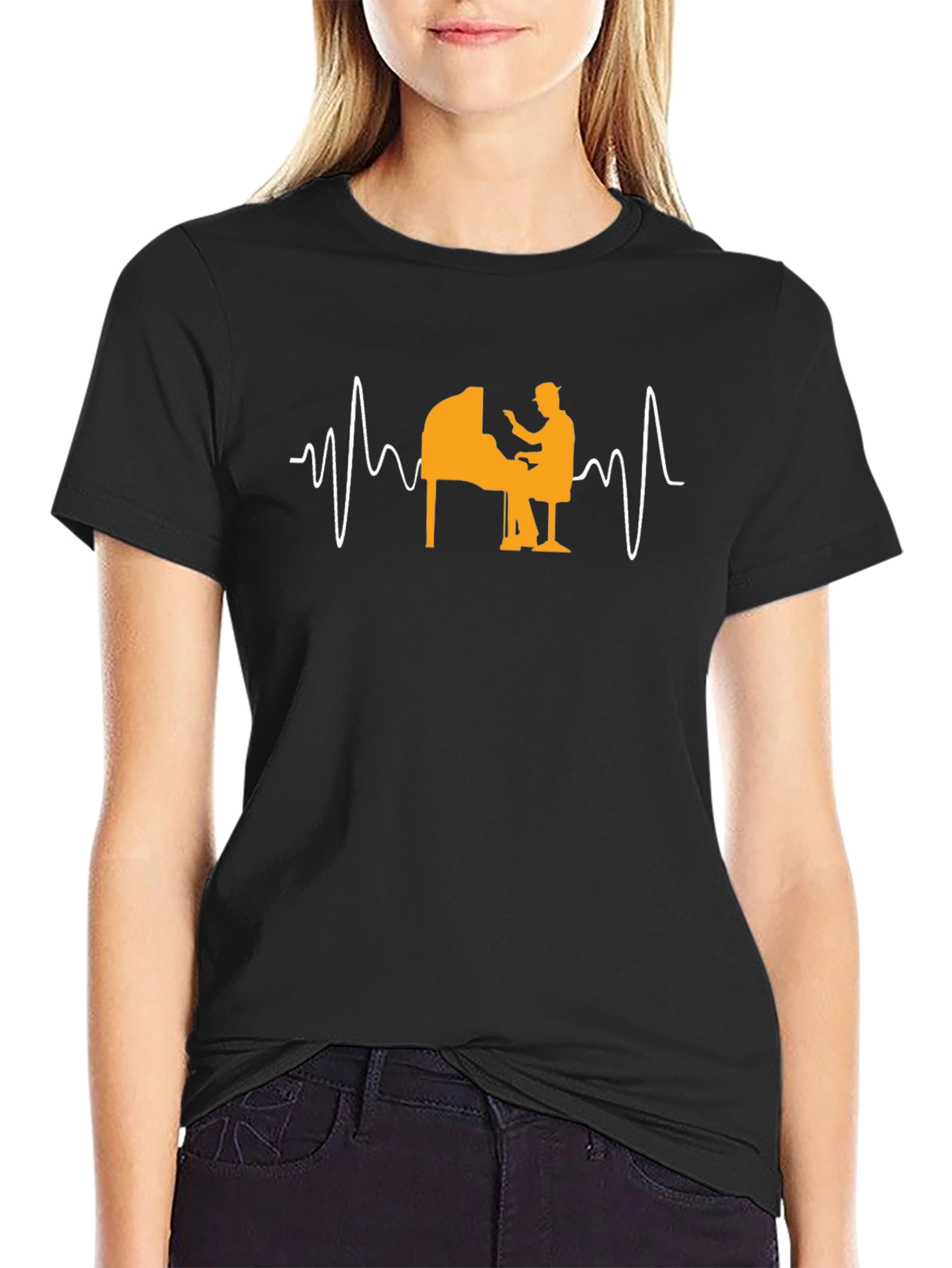 Piano Heartbeat Graphic Tee - Music Lover T-Shirt