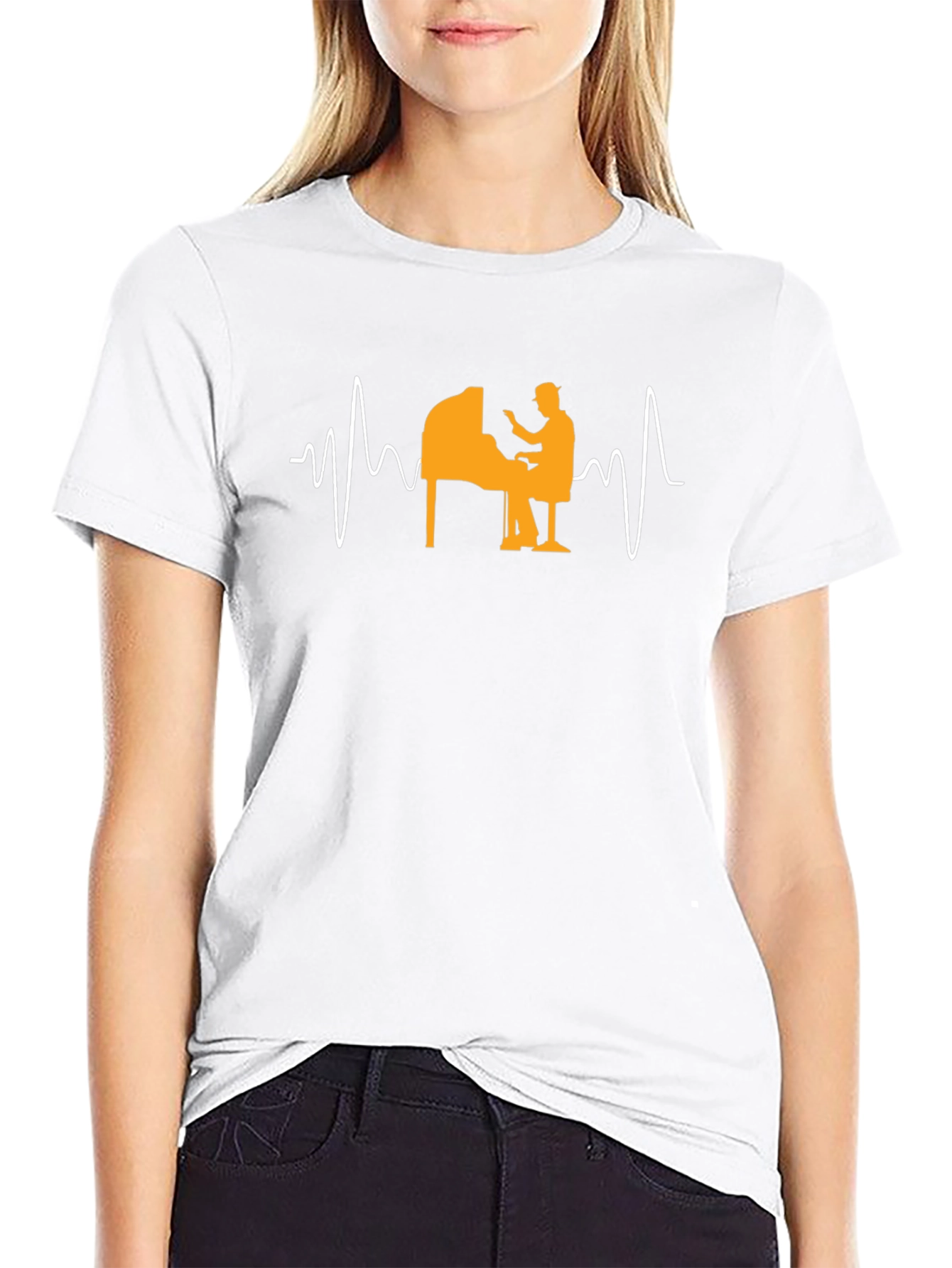 Piano Heartbeat Graphic Tee - Music Lover T-Shirt