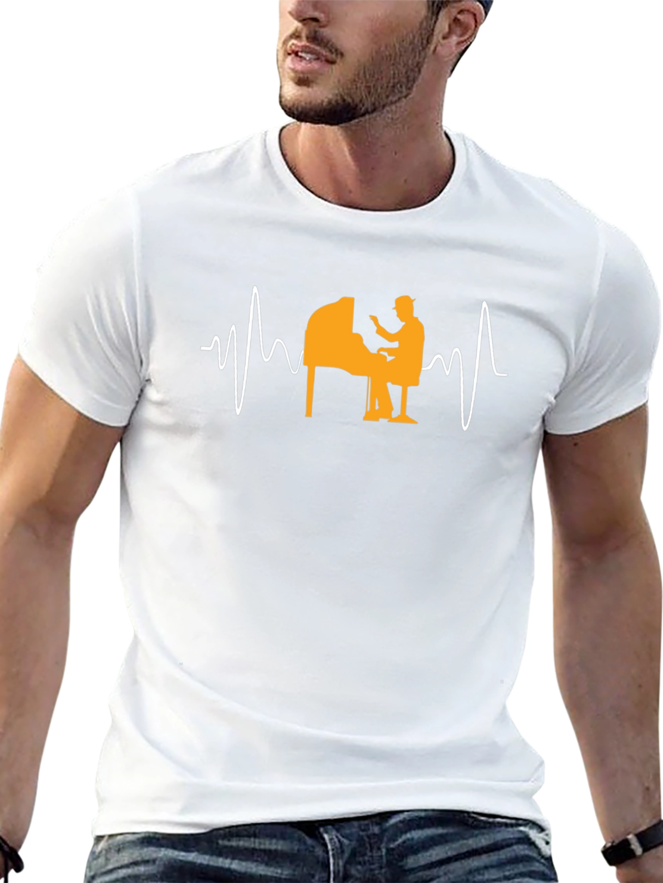 Piano Heartbeat Graphic Tee - Music Lover T-Shirt