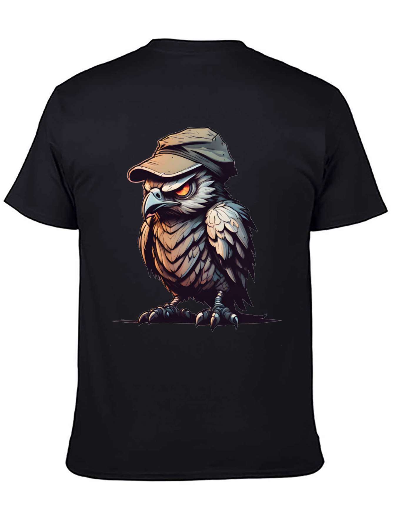 Cool Owl Graphic Tee - Black Cotton Blend