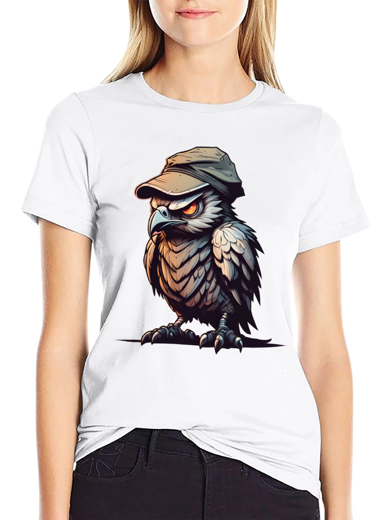 Cool Owl Graphic Tee - Black Cotton Blend
