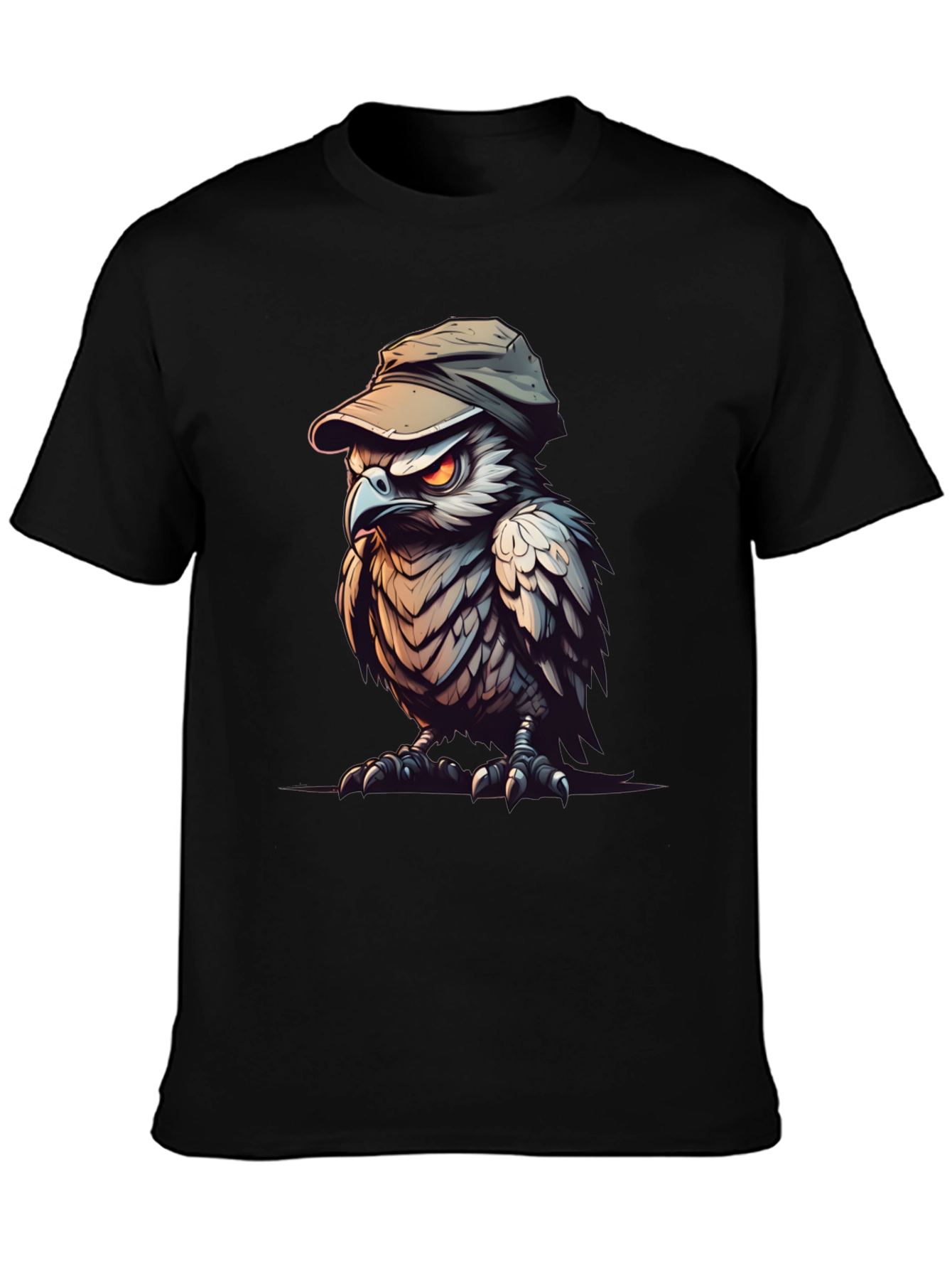 Cool Owl Graphic Tee - Black Cotton Blend