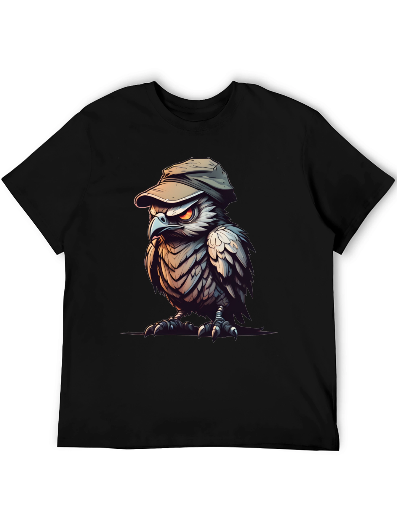 Cool Owl Graphic Tee - Black Cotton Blend