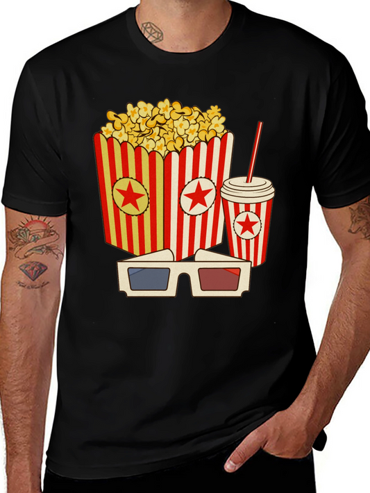 Movie Night T-Shirt: Popcorn Soda 3D Glasses Graphic Tee