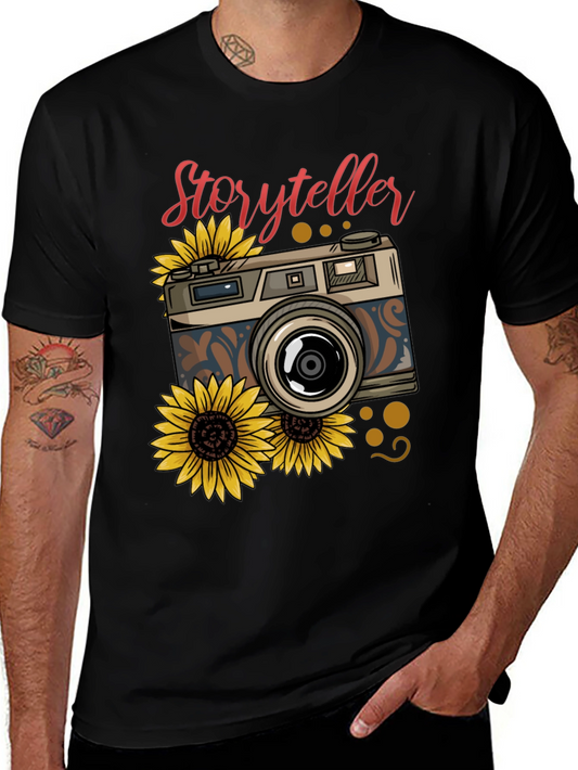 Storyteller Camera Sunflower Graphic T-Shirt