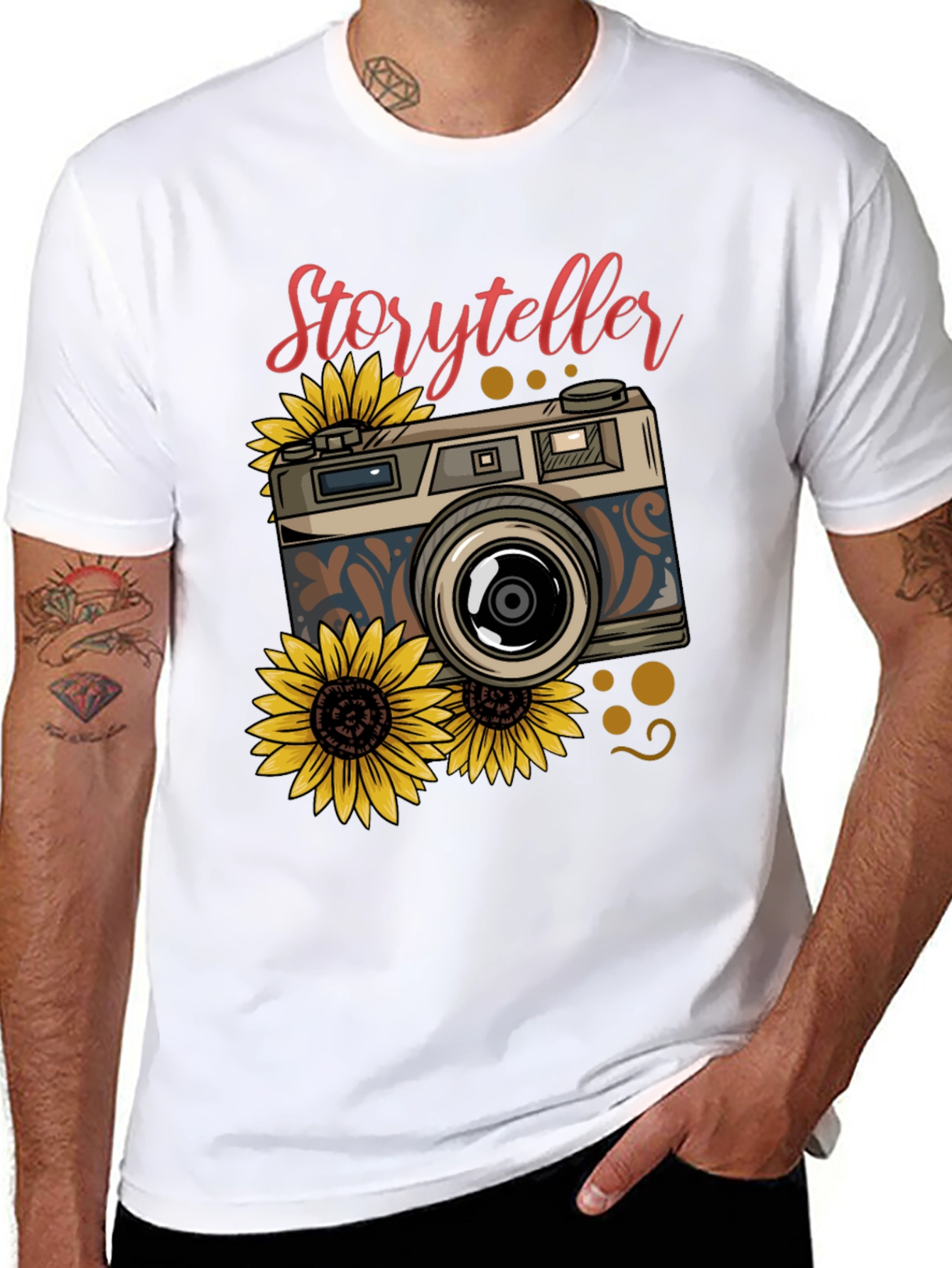 Storyteller Camera Sunflower Graphic T-Shirt