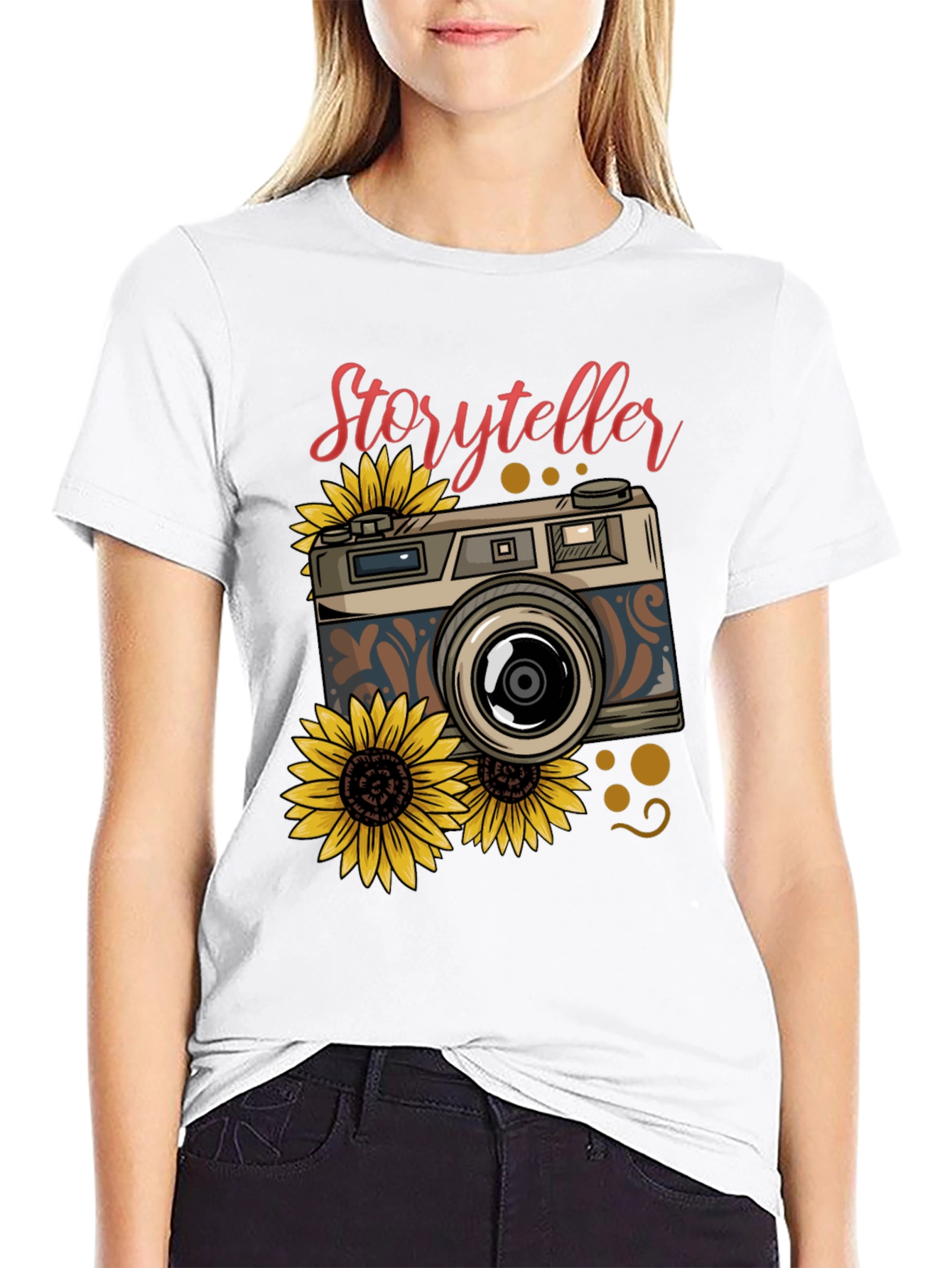 Storyteller Camera Sunflower Graphic T-Shirt