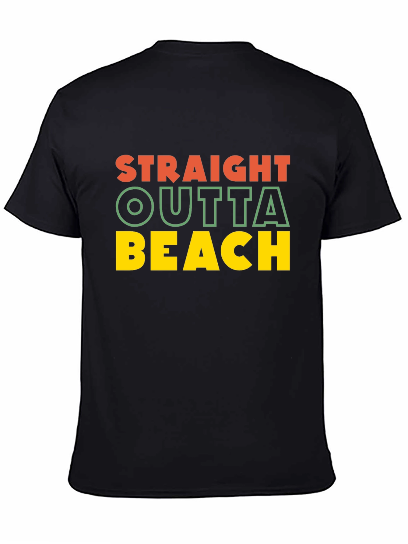 Straight Outta Beach T-Shirt - Black Crew Neck Tee