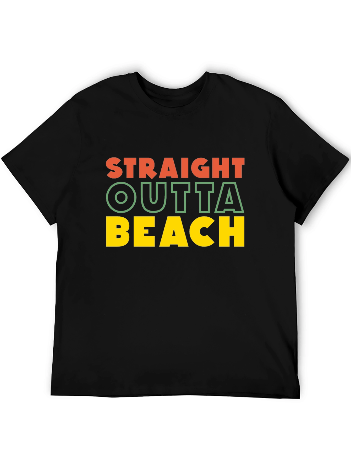 Straight Outta Beach T-Shirt - Black Crew Neck Tee