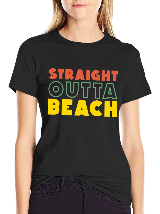 Straight Outta Beach T-Shirt - Black Crew Neck Tee