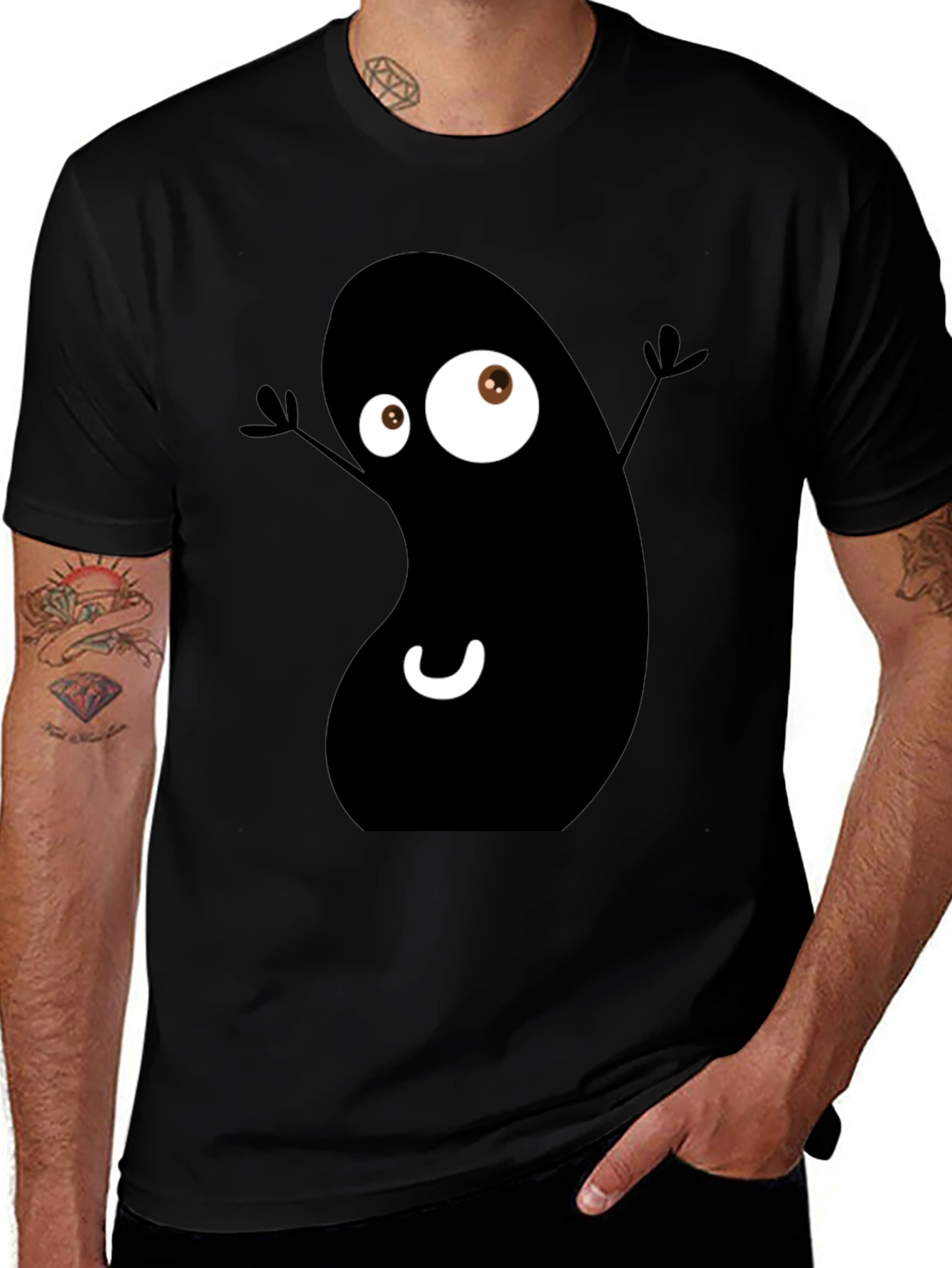 Funky Black Bean Cartoon T-Shirt