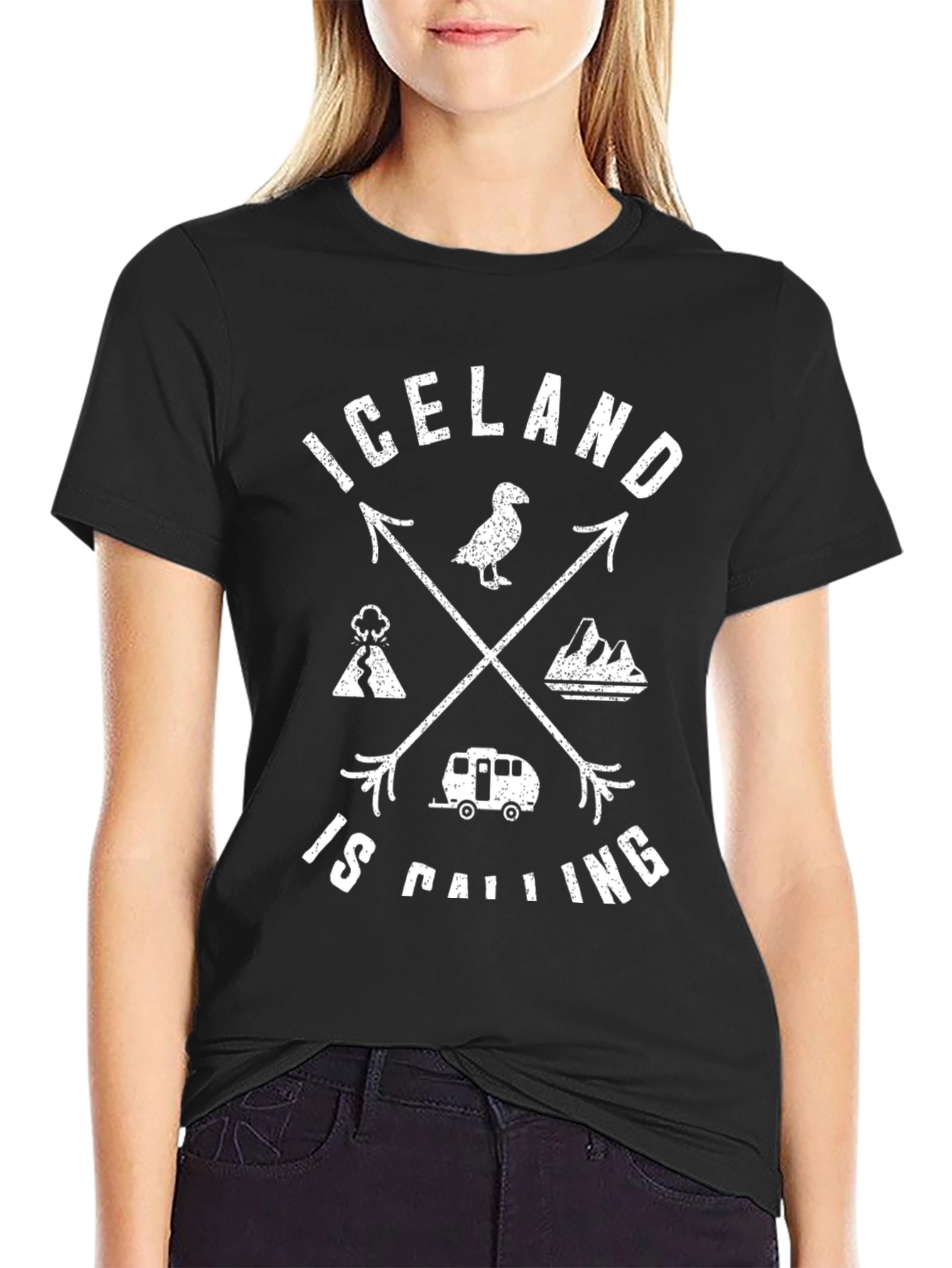 Iceland Calling Graphic Tee - Black Cotton T-Shirt