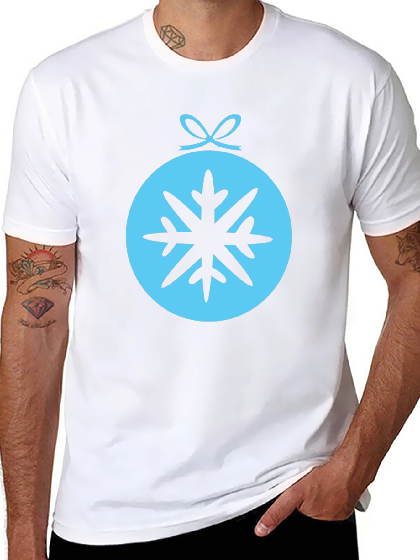 Festive Snowflake Ornament Graphic Tee - Black