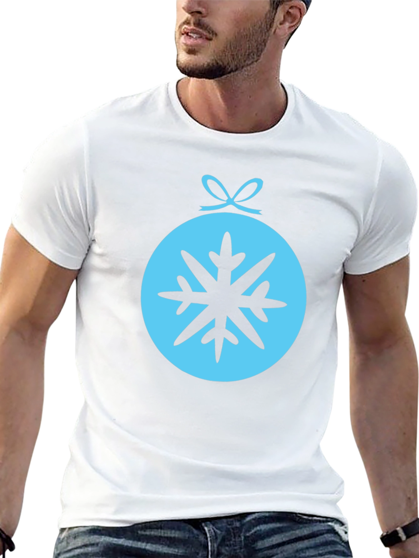 Festive Snowflake Ornament Graphic Tee - Black
