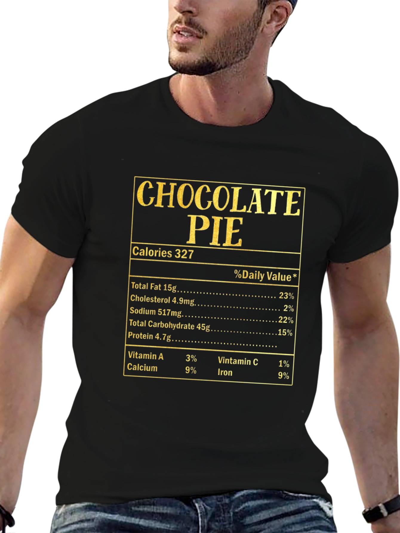 Chocolate Pie Nutrition Facts Novelty Graphic T-Shirt