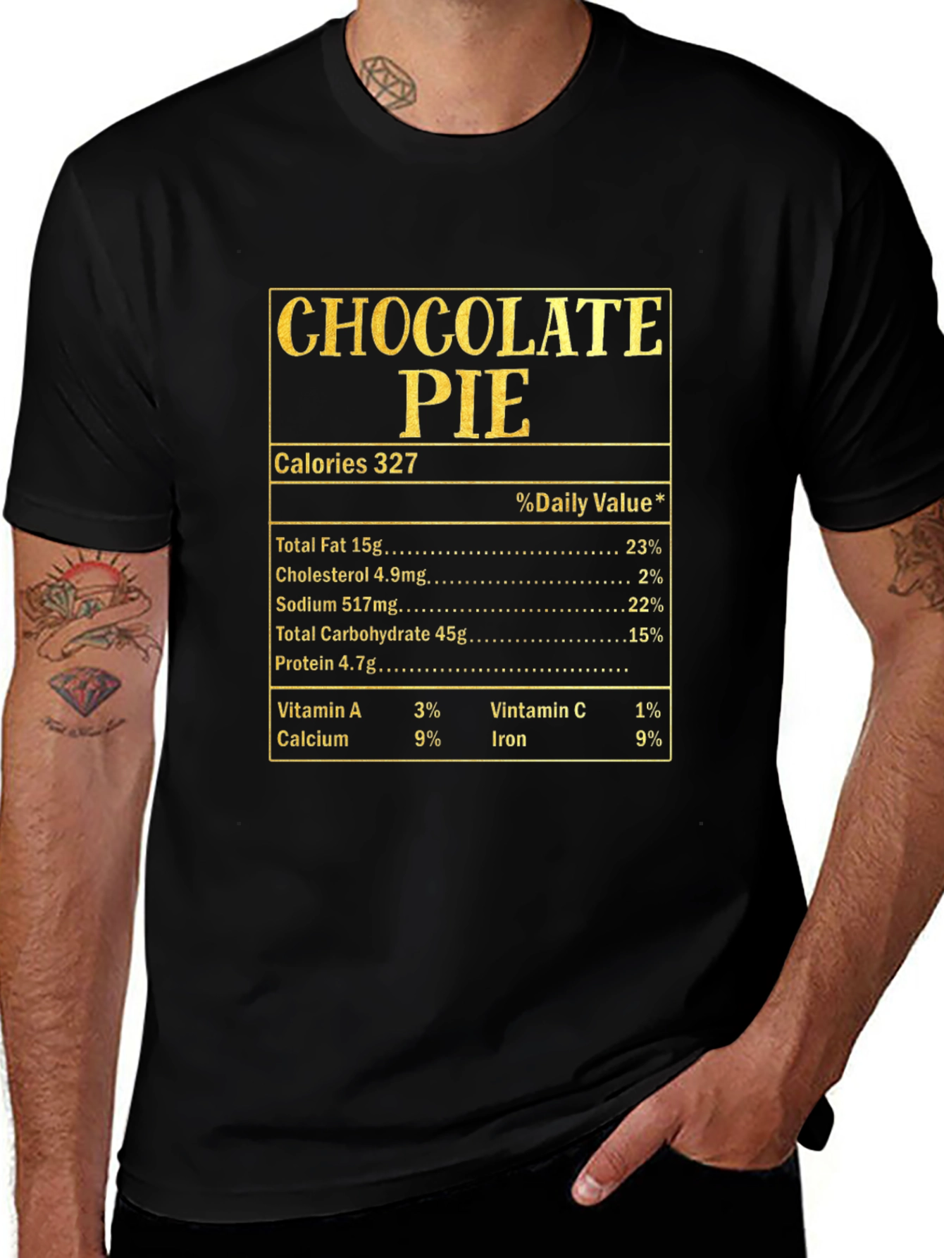 Chocolate Pie Nutrition Facts Novelty Graphic T-Shirt