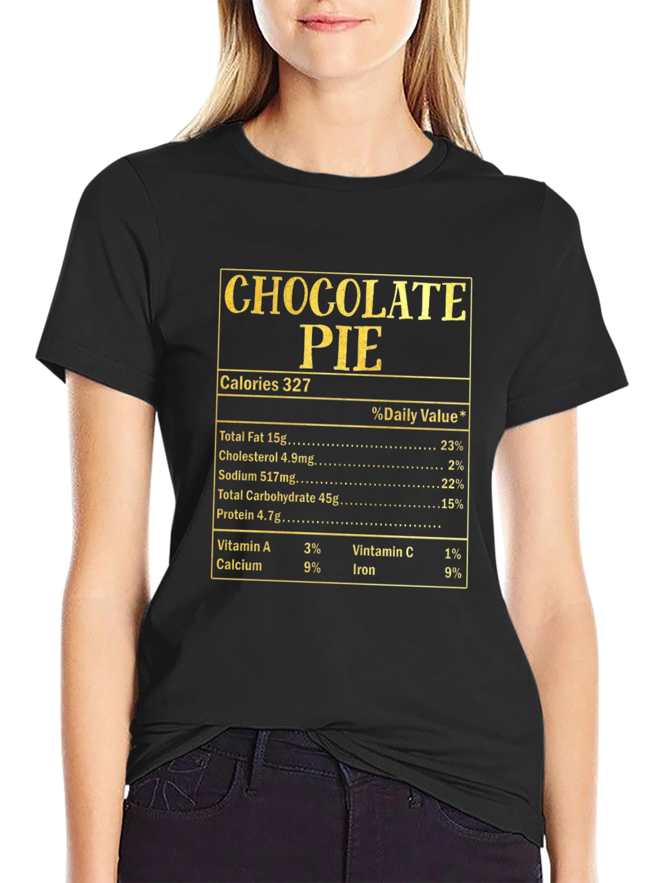 Chocolate Pie Nutrition Facts Novelty Graphic T-Shirt
