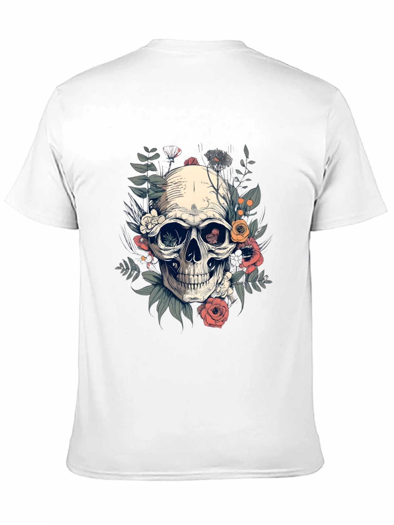 Skull Floral T-Shirt - Black