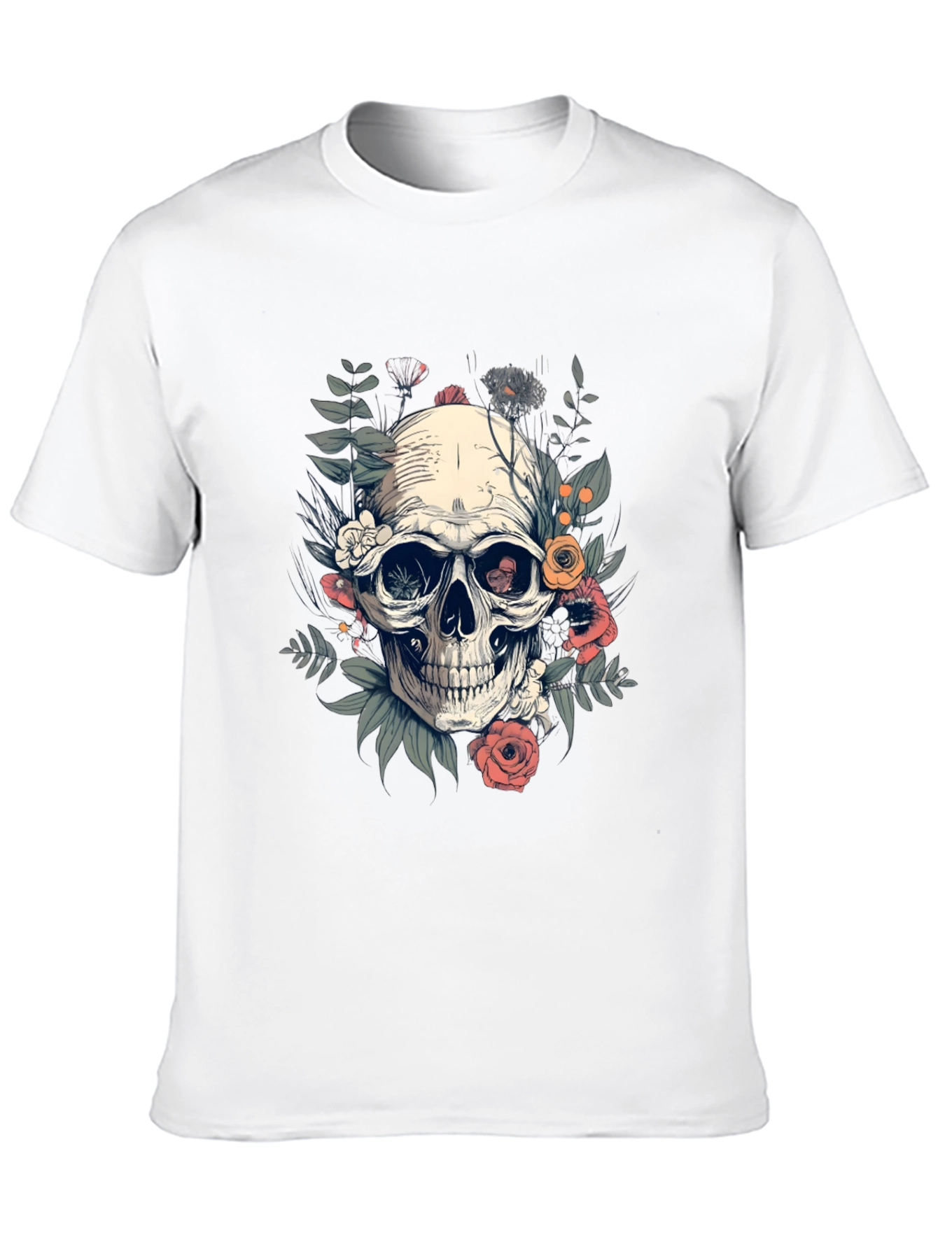 Skull Floral T-Shirt - Black