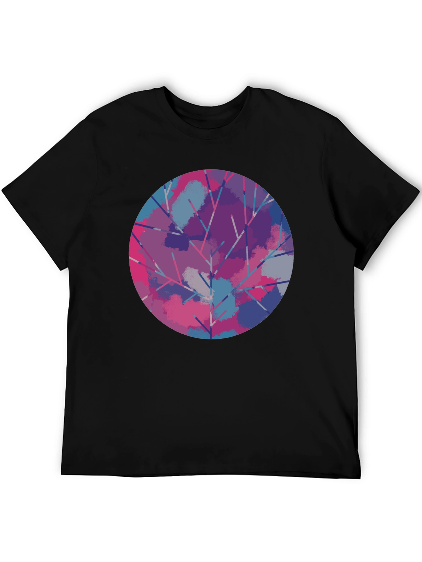 Abstract Tree Circle Graphic Tee - Unisex Black T-Shirt