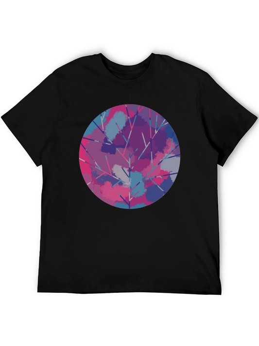 Abstract Tree Circle Graphic Tee - Unisex Black T-Shirt