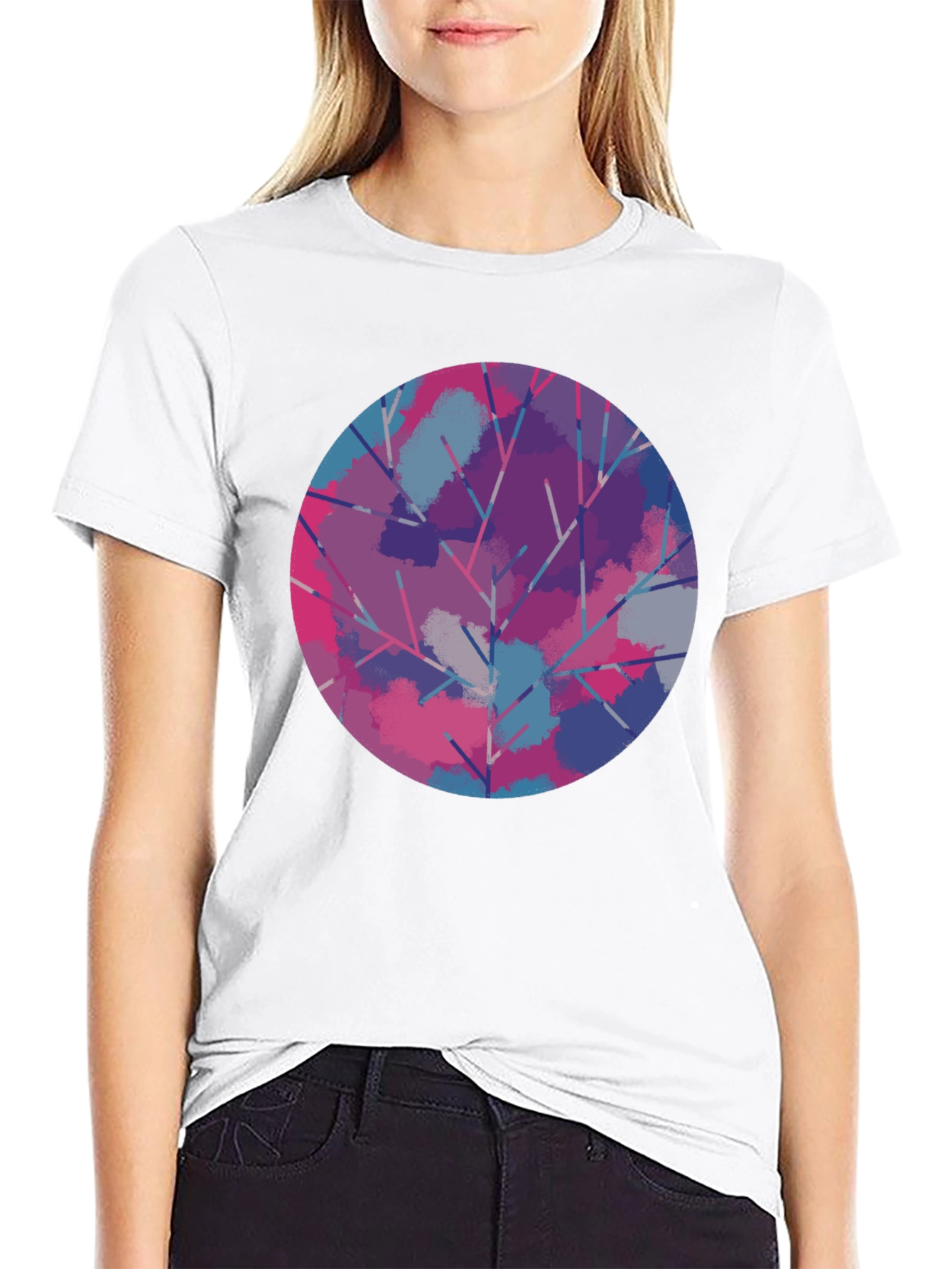Abstract Tree Circle Graphic Tee - Unisex Black T-Shirt