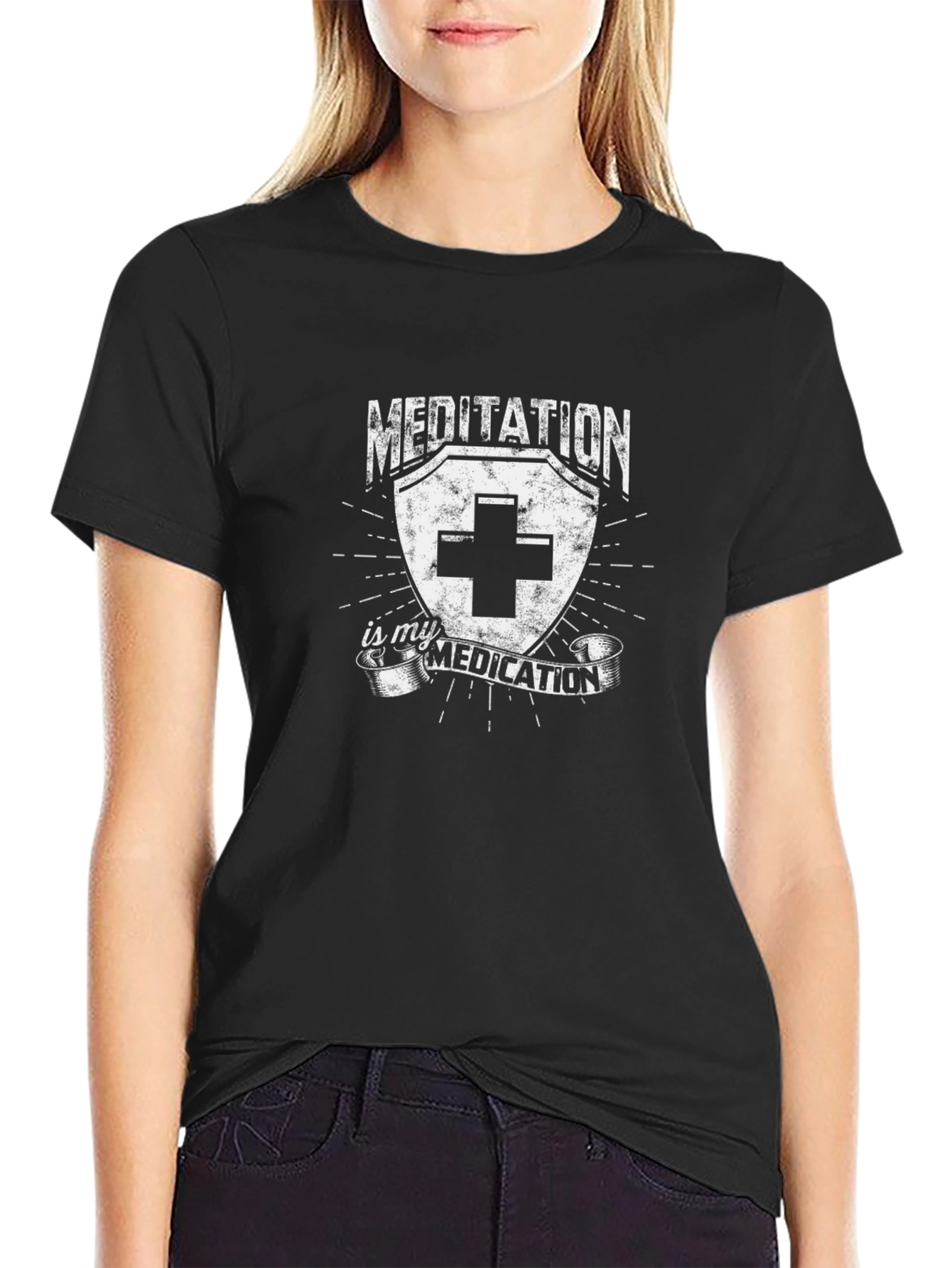 Meditation is My Medication Black T-Shirt