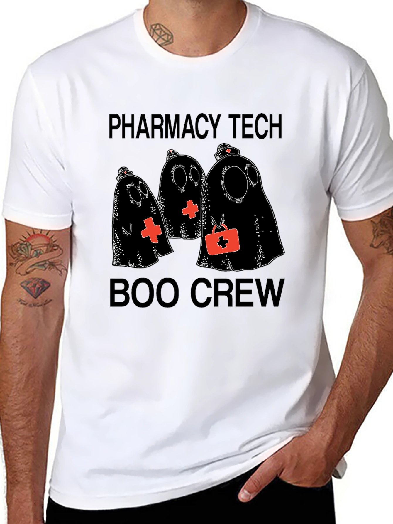 Pharmacy Tech Boo Crew Halloween Graphic Tee