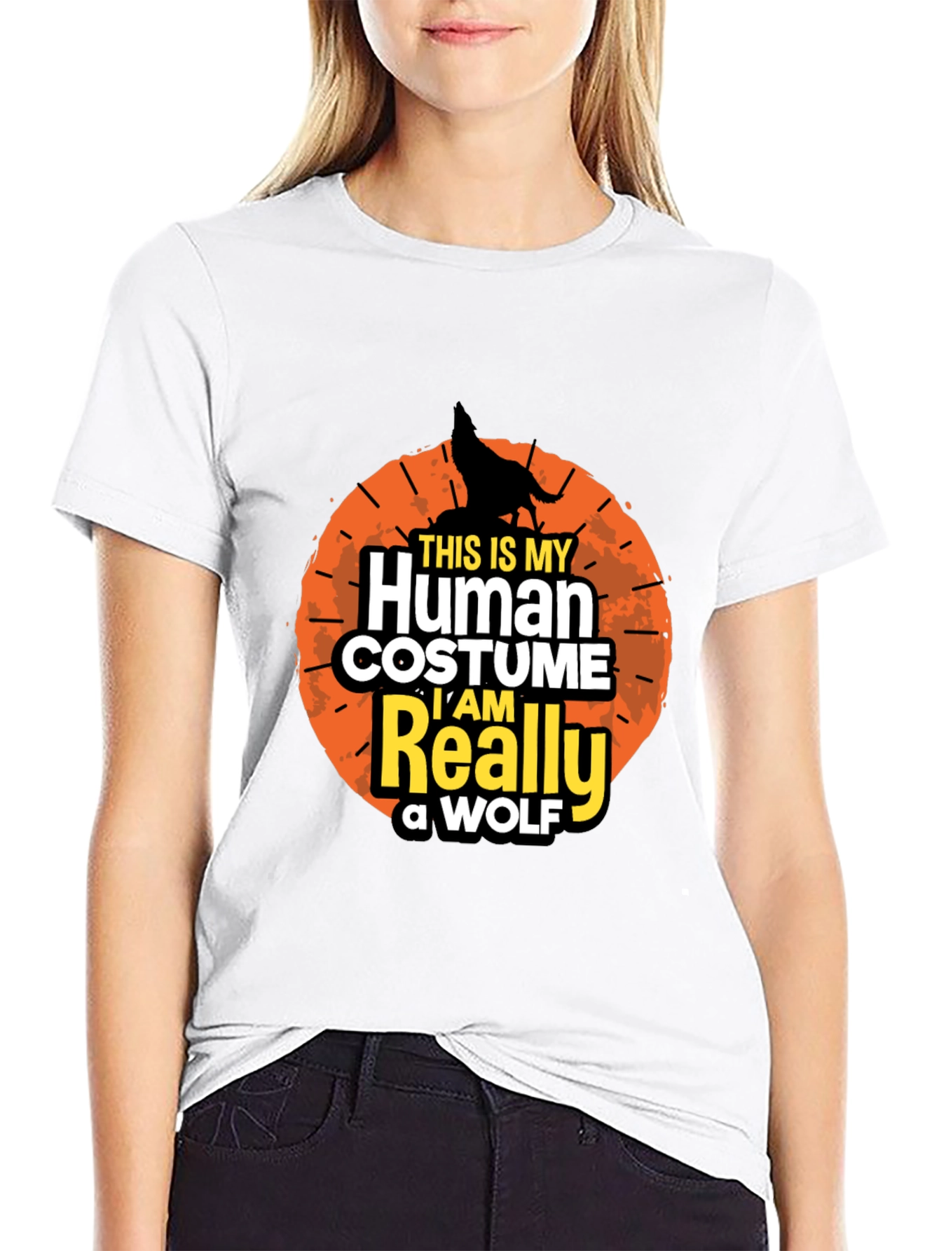 Human Costume Wolf T-Shirt - Funny Halloween Tee