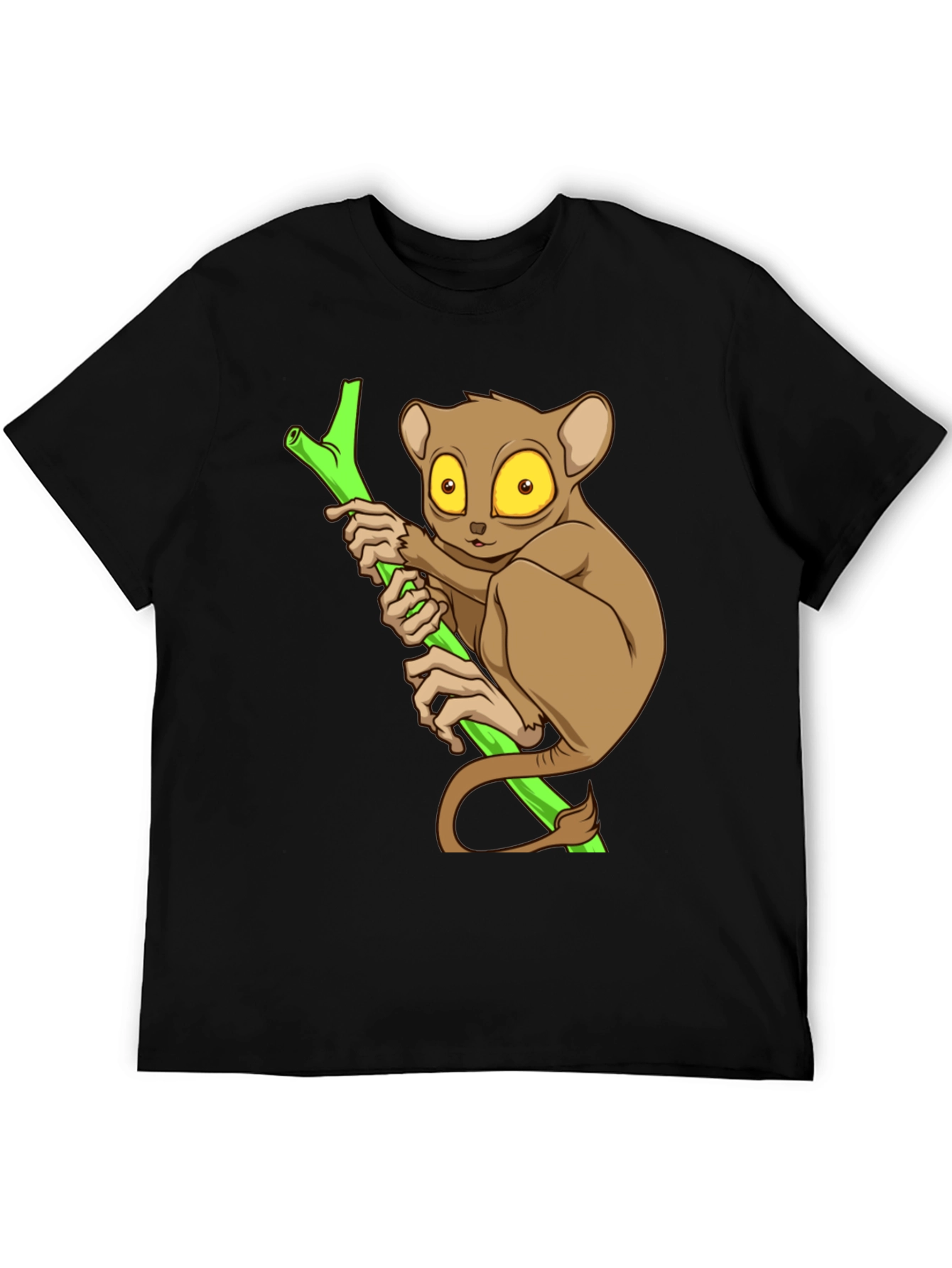 Cute Tarsier Graphic Tee - Black Cotton